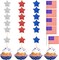 220 Pcs American Flag Patriotic Cupcake Toppers 4th of July Double Sides Glitter Star Cupcake Toppers Cake Toppers Picks Independence Day Cupcake Party Decorations Supplies Favors, Blue Red Silver